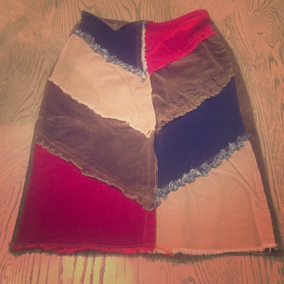 Fall colored Corduroy & jean skirt- Sz M - Picture 1 of 2